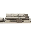 Modern Sofa Coffee Table Set With Wooden Frame Linen Cushions And Accent Chair