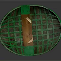 Elegant Green Woven Oval Basket With Decorative Wooden Strip And Pattern
