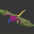 Flying Dragon Model With Brown Yellow Scales Extended Wings And Detailed Tail