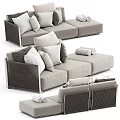 Modern Modular Sectional Sofa With Woven Design Multiple Cushions And Neutral Tones 3d model