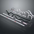 Assorted Pipes With Straight Curved Sections Fittings And White Black Connectors