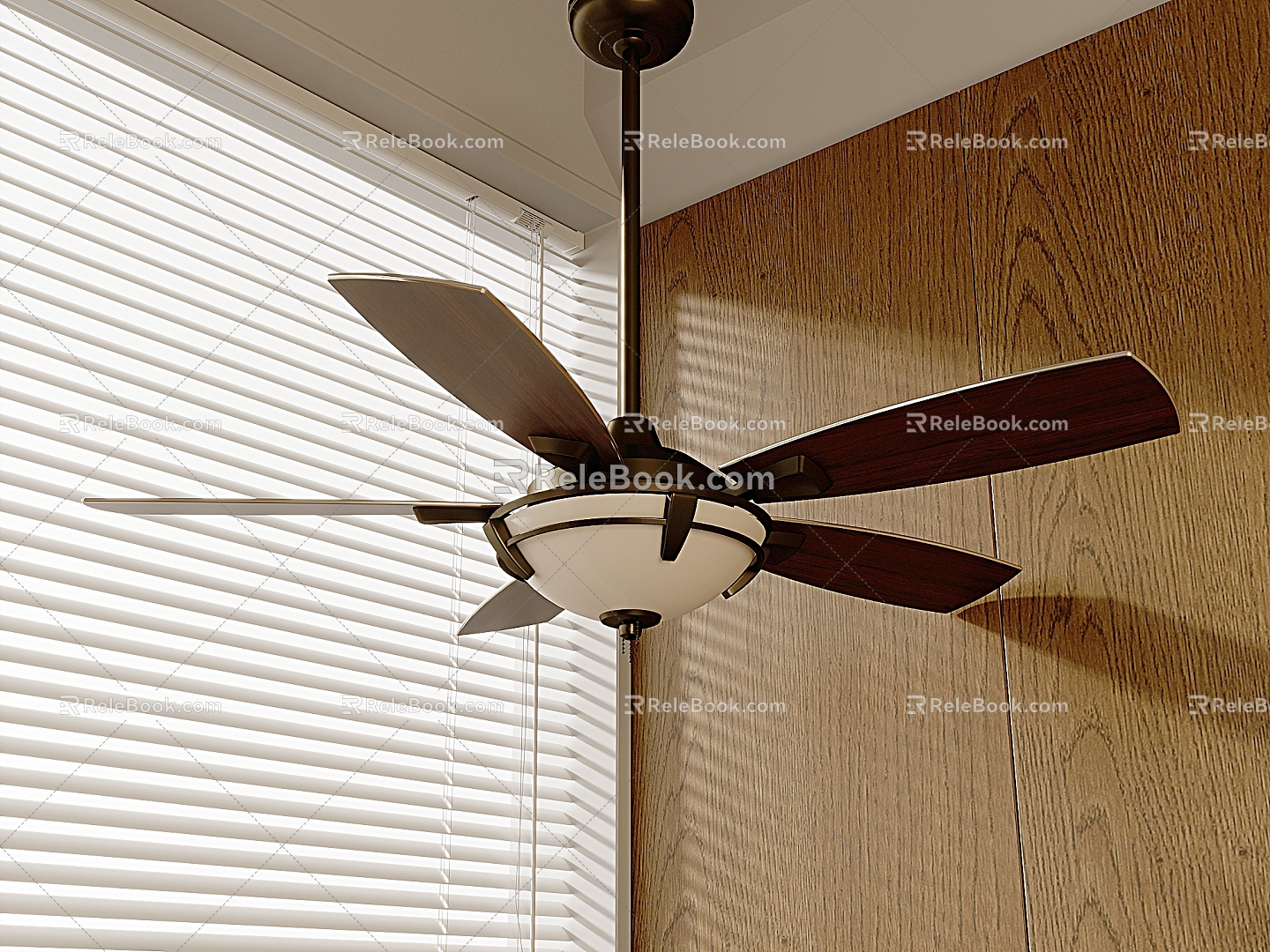 American retro fan lamp new Chinese fan chandelier ceiling fan lamp ceiling fan lamp guest restaurant tea room fan lamp 3d model