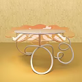 Orange Petal Shaped Glass Top Coffee Table With White Curved Metal Legs
