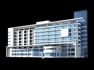Modern Office Building With Glass Facade And Multi Storey Contemporary Design 3d model
