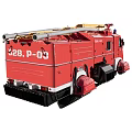 Red Fire Truck As Functional Vehicle With Blue Emergency Lights Top Ladder And Tracked Wheels