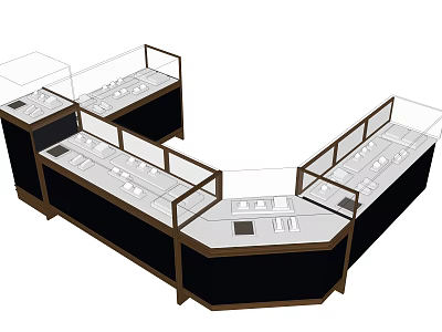Modern Retail Display Shelves With Glass Covers And Corner Design For Merchandise 3d model