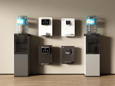 Household Electrical Appliances Modern Water Dispensers Floor Standing And Wall Mounted Designs With Water Bottles 3d model