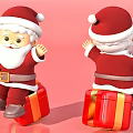 Santa Sculpture With Red Outfit Santa Hat Bells And Red Gift Box In Pink Background 3d model