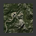 Green Rolling Mountain Landscape with Winding Roads and Natural Terrain Features