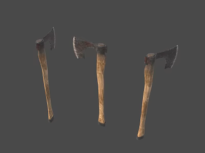 Essential Hardware Tools Set Of Three Wooden Handle Metal Head Axes 3d model Essential Hardware Tools Set Of Three Wooden Handle Metal Head Axes 3d model