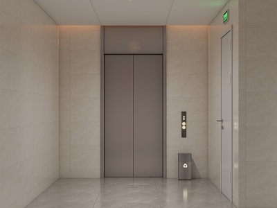 Elevator door elevator lift button trash can stainless steel elevator fire door 3d model