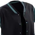 Stylish Black And Teal Baseball Jacket With Buttons And Pocket