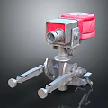 Mechanical Weapon With Tripod Mount Red Component And Metal Structural Design 3d model