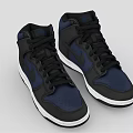 High Top Navy Blue And Black Nike Sneakers With White Sole Design