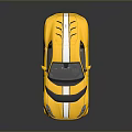 Yellow Sports Car With White Stripes And Sleek Aerodynamic Exterior Design