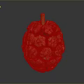 Vibrant Red And Orange Exotic Fruit With Floral Like Protrusions And Yellow Stem