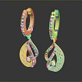 Gold Earrings With Diamond Accents And Pearl Filigree Pendant Design