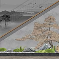 Stunning Indoor Landscape Featuring Decorative Tree Rock Formations Green Foliage Small Figurine And Staircase