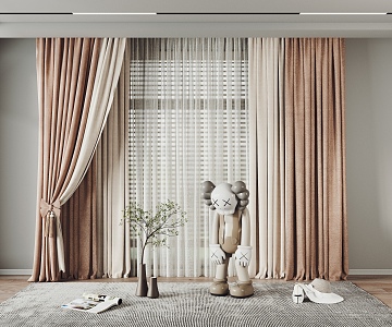 Curtain Bedroom Curtain Universal Curtain Combination 3d model