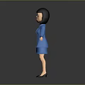Cartoon Style Female Game Movie Character With Blue Blazer Orange Top And Short Black Hair