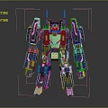 Futuristic Blue Robot Model Featuring Mechanical Armor Pink Accents And Yellow Details