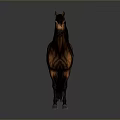 Brown Horse With Black Mane Standing On Gray Background 3D Render