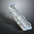 Modern Staircase Design With Metal Handrail White Steps And Green Plants Decoration