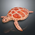 Red Sea Turtle Marine Animal With Detailed Shell Pattern And Webbed Flippers 3d model
