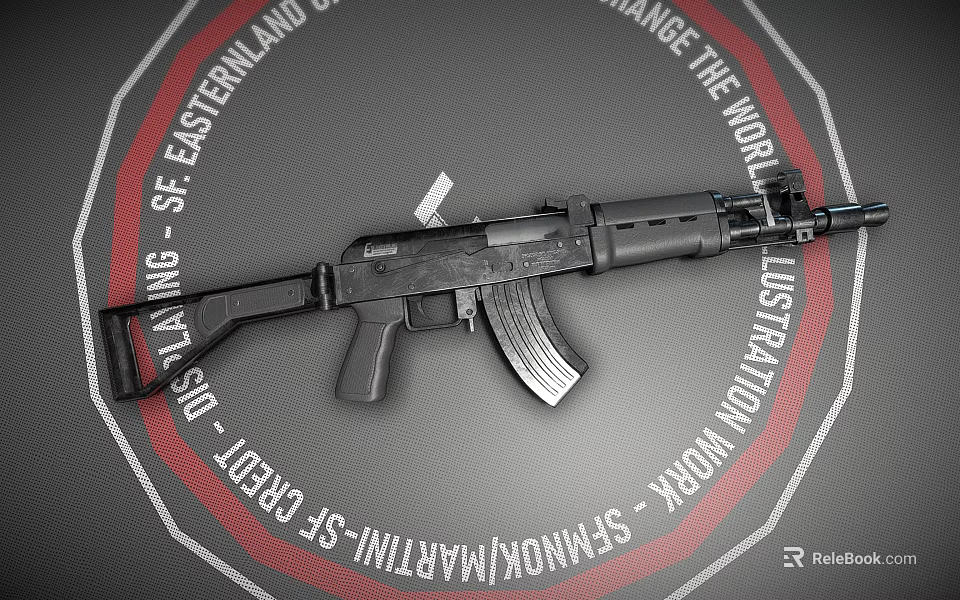 Black Tactical Assault Rifle With Magazine And Optic Scope 3d model 