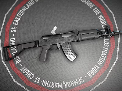 Black Tactical Assault Rifle With Magazine And Optic Scope 3d model