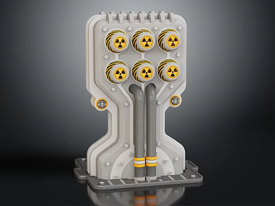 Industrial Radiation Equipment With Gray Structure Vertical Pipes And Circular Components 3d model