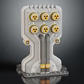 Industrial Radiation Equipment With Gray Structure Vertical Pipes And Circular Components