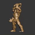 Golden Sculpture of Muscular Figure Carrying Another Person on Detailed Base