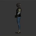 Tactical Character Wearing Orange Goggles Black Tactical Vest Blue Jeans And White Boots With Gloves