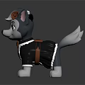 Cute Cartoon Wolf Character With Rose On Head Dressed In Black Outfit