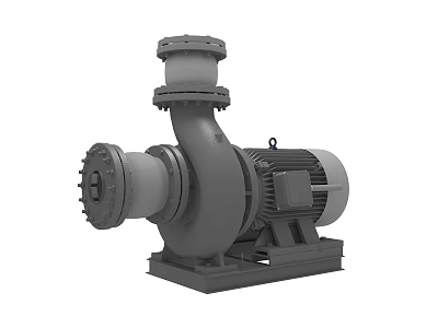 Industrial Pump Equipment With Electric Motor Base Frame And Flange Connections 3d model