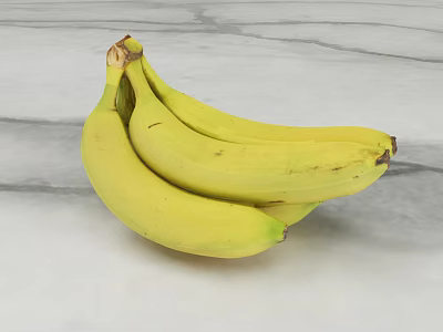 Fresh Yellow Bananas Arranged On Clean Marble Surface For Healthy Snack 3d model