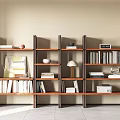 Modern Wooden Bookshelf Interior Design With Multi Tier Shelves And Decorative Books