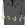 Modern Chandelier With Multiple Transparent Glass Bulbs Golden Bases And Hanging Design