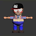 Cartoon Figure With Black Red Cap Smiling Face Striped Shirt Blue Pants And GANGBOSS Text