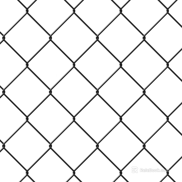 Durable Metal Chain Link Fence With Diamond Shaped Grid Design 3d model 