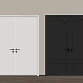 Modern Interior Design Featuring White And Black Double Doors With Classic Handles 3d model