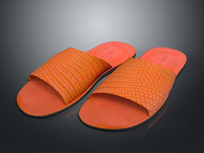Soft Comfortable Orange Slippers with Woven Upper Design for Daily Indoor Home Use 3d model