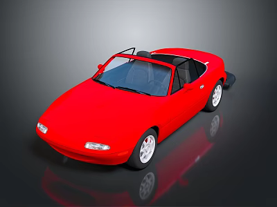 Red Convertible Car With Black Top White Wheels And Sleek Shiny Body Design 3d model
