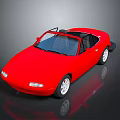 Red Convertible Car With Black Top White Wheels And Sleek Shiny Body Design
