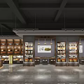Modern Specialty Store Interior Design With Shelves Display Cabinets And Pendant Lighting