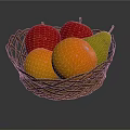 Wicker Fruit Basket Filled With Red Apples Oranges And Pears
