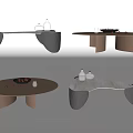 Modern Coffee Tables Featuring Various Shapes Brown White Surfaces And Decorative Items 3d model