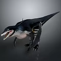 Realistic Pterosaur Dinosaur 3D Model With Spread Wings Sharp Teeth And Black White Body