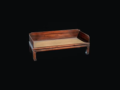 Classic Wooden Long Multi Seat Sofa with Dark Wood Frame and Light Cushion 3d model